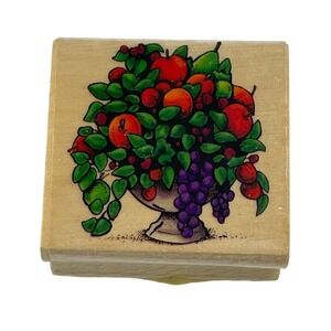 Sky Kids Mounted Rubber Stamp Bountiful Fruit Bowl NEW NO INK